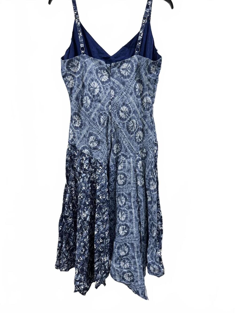 Lauren Ralph Lauren Blue Patchwork Boho Euro Summer Linen Midi Dress- Size 6 - Picture 3 of 9